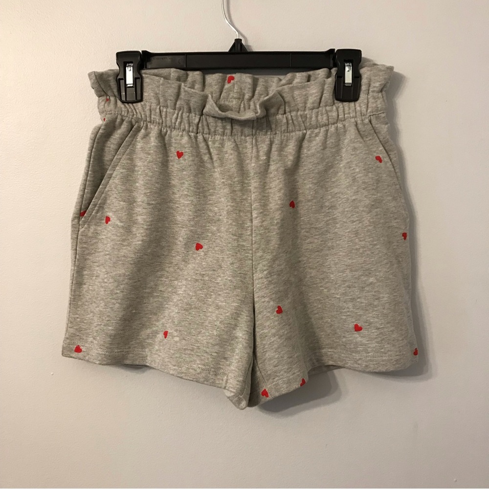 Draper James Gray Shorts with Red Hearts